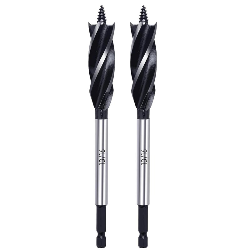 Anyinn Wood Drill Bit 13/16 in. x 6-1/2 in. x 2Pcs Auger Drill Bits for Wood with 1/4 Inch Quick Change Hex Shank - Image 1